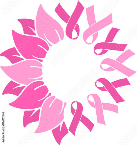 sunflower Support Squad Breast Cancer with ribbon design