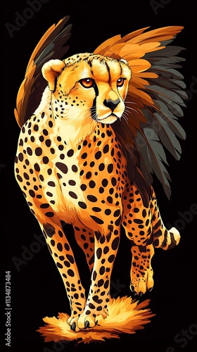 Double Exposure of hybrid animal, Cheetah Eagle Hybrid Character Illustration photo