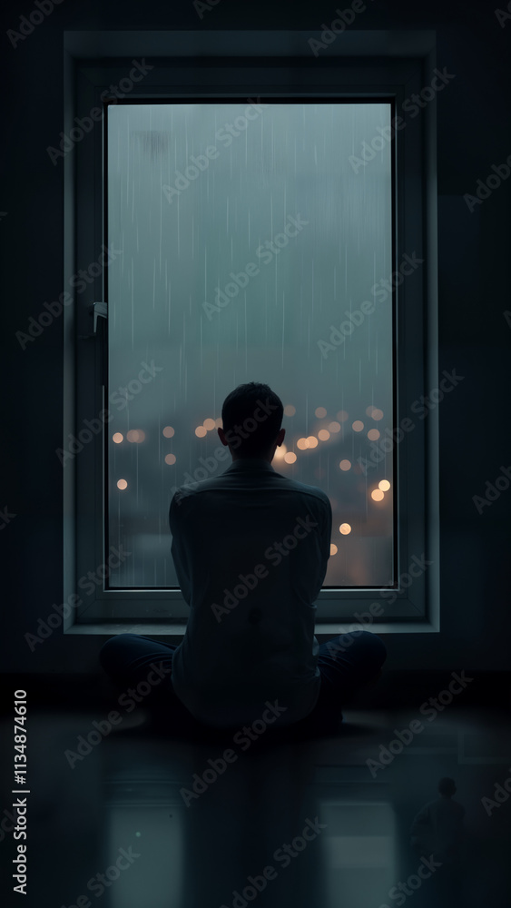 Solitary Figure in Moody Atmosphere Solitary Figure in Moody Atmosphere