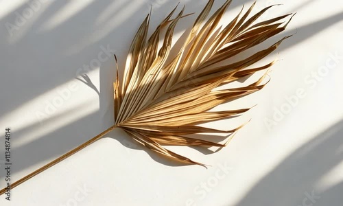 Dried Palm Leaf in Sunlight: Minimalist Botanical Photography