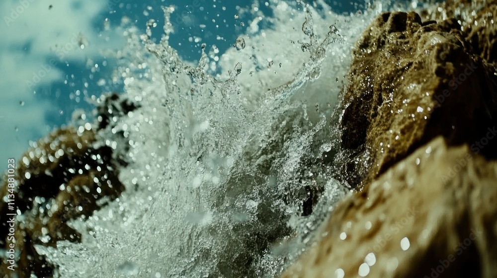 Ocean wave crashing on rocks. Ocean wave crashing on rocks.