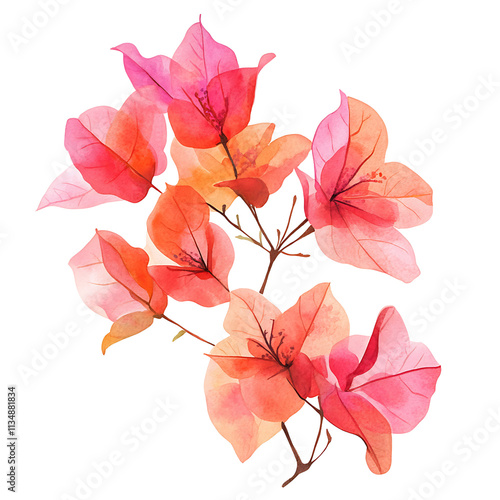 Summer flowers watercolor art vibrant bougainvillea in bloom nature's palette studio setting bright and airy concept