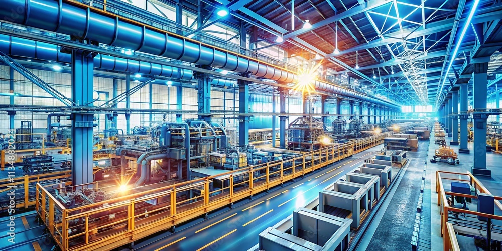Digital Twin Concept in a Smart Factory: A Panoramic Illustration of Automated Production and Modern Technologies in Industry 4.0 for Enhanced Manufacturing Efficiency Digital Twin Concept in a Smart Factory: A Panoramic Illustration of Automated Production and Modern Technologies in Industry 4.0 for Enhanced Manufacturing Efficiency