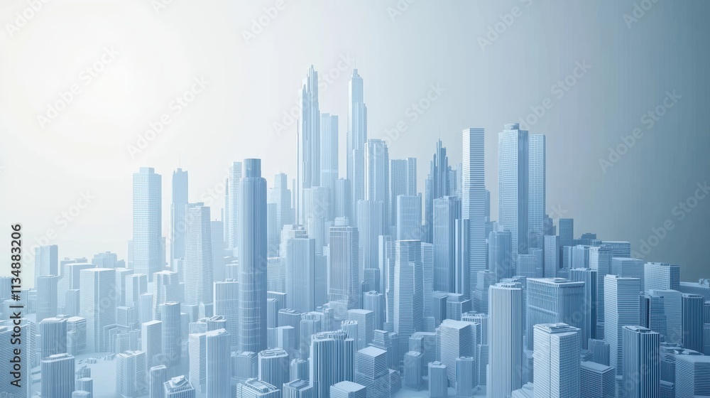 Obraz premium Digital art of urban skyline development aerial view of futuristic architecture