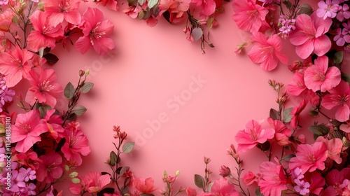 Wallpaper Mural Pink blossoms create a delicate frame against a pale pink backdrop, perfect for spring and floral themed designs and backgrounds Torontodigital.ca