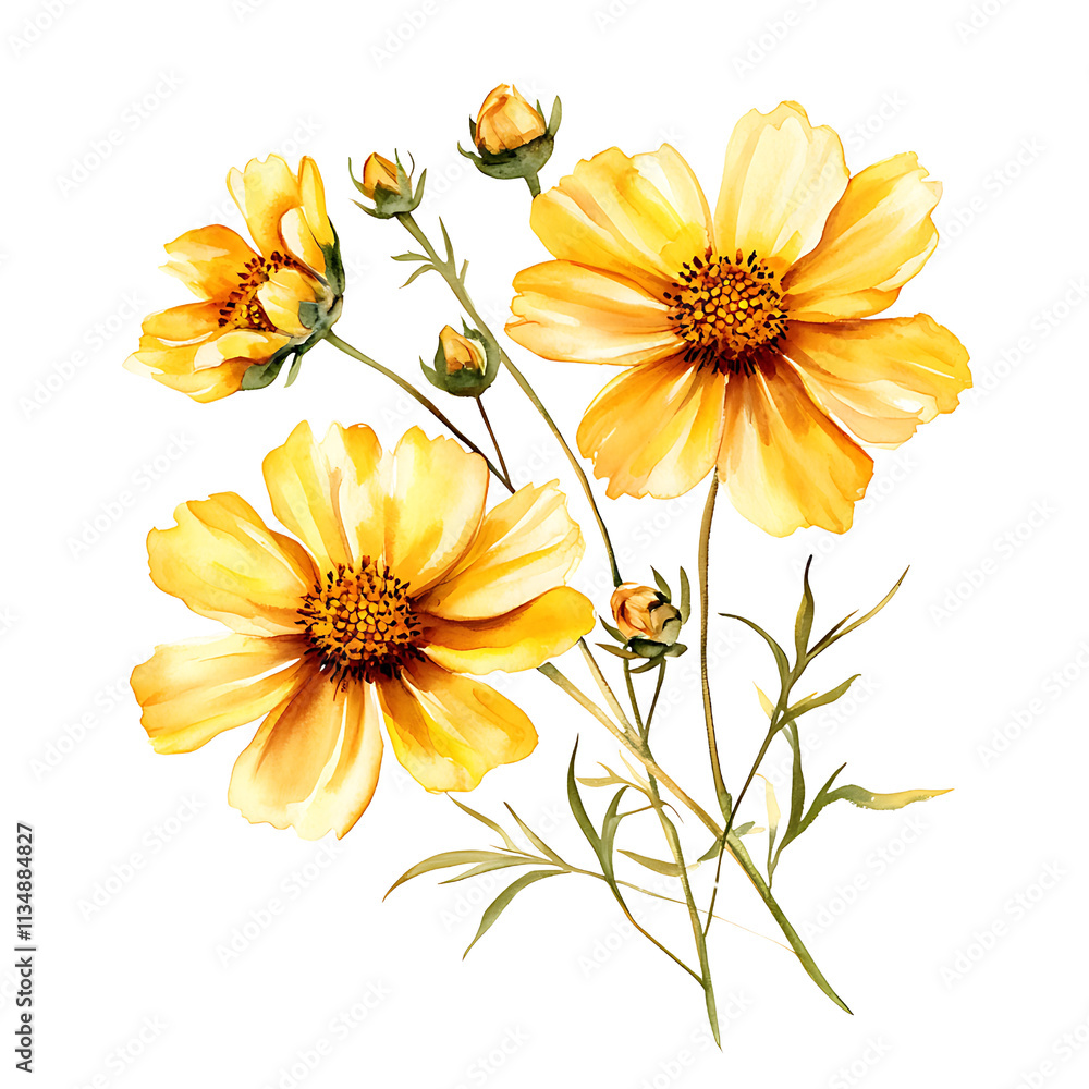 Vibrant summer flowers watercolor painting botanical art nature studio close-up floral inspiration for home decor Vibrant summer flowers watercolor painting botanical art nature studio close-up floral inspiration for home decor