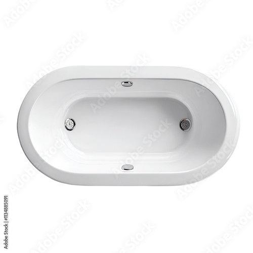 White Oval Bathtub With Chrome Drain and Jets photo