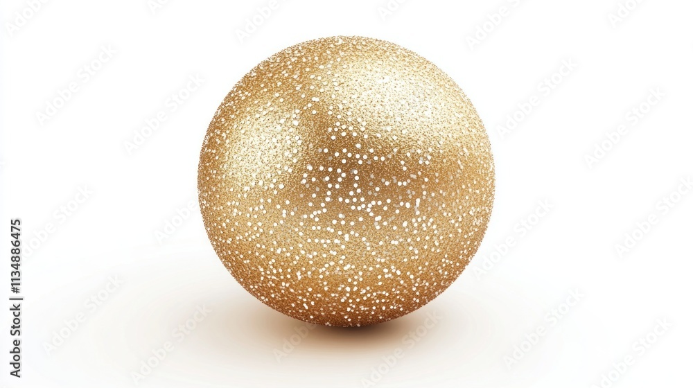 Elegant 3D golden Christmas ball with embossed textures and silver glitter, isolated on a clean white background. Vector illustration. Elegant 3D golden Christmas ball with embossed textures and silver glitter, isolated on a clean white background. Vector illustration.
