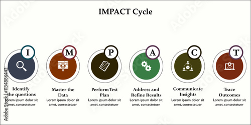 IMPACT Cycle. Infographic template with icons and description placeholder