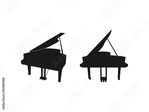 piano icon vector illustration template. Simple illustration of grand piano instrument vector icon for web design. Flat icons for logo, symbol, label, and sticker. Isolated on a white background.