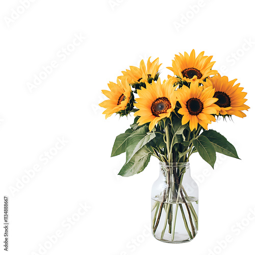 Vibrant summer flowers in watercolor style sunflowers in a jar bright home decor indoor setting artistic perspective