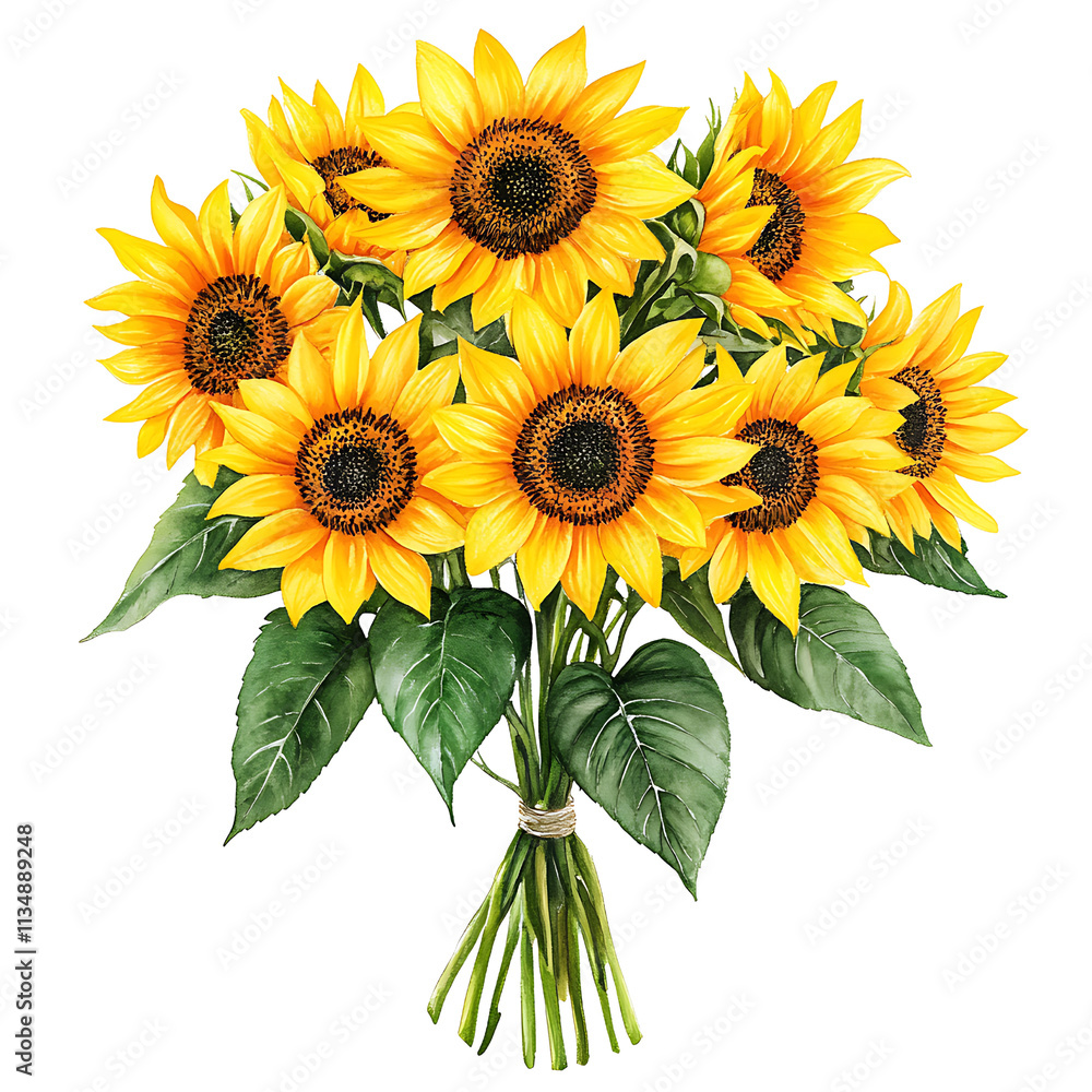 Fototapeta premium Summer flowers watercolor painting of sunflowers in a bright garden vibrant colors artistic viewpoint nature's beauty
