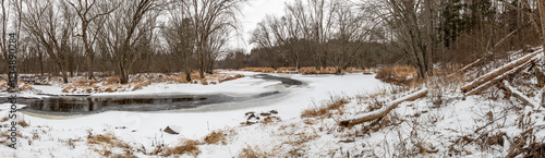 Big Rib River partially frozen in central Wisconsin
