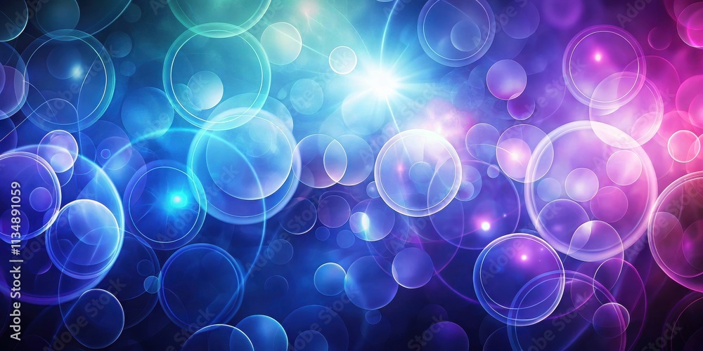 Abstract Background of Overlapping Circles with Glowing Edges and a Central Light Source Abstract Background of Overlapping Circles with Glowing Edges and a Central Light Source