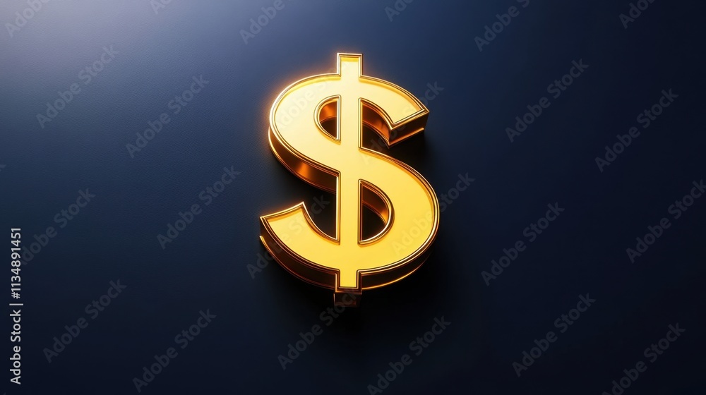 Shiny Gold Dollar Sign Symbol on Dark Background for Financial Concepts Shiny Gold Dollar Sign Symbol on Dark Background for Financial Concepts