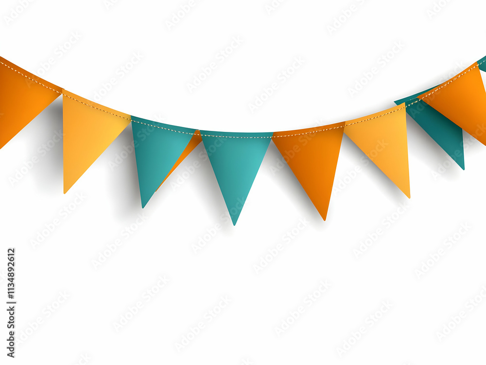 Orange Teal Triangle Bunting Illustration Orange Teal Triangle Bunting Illustration