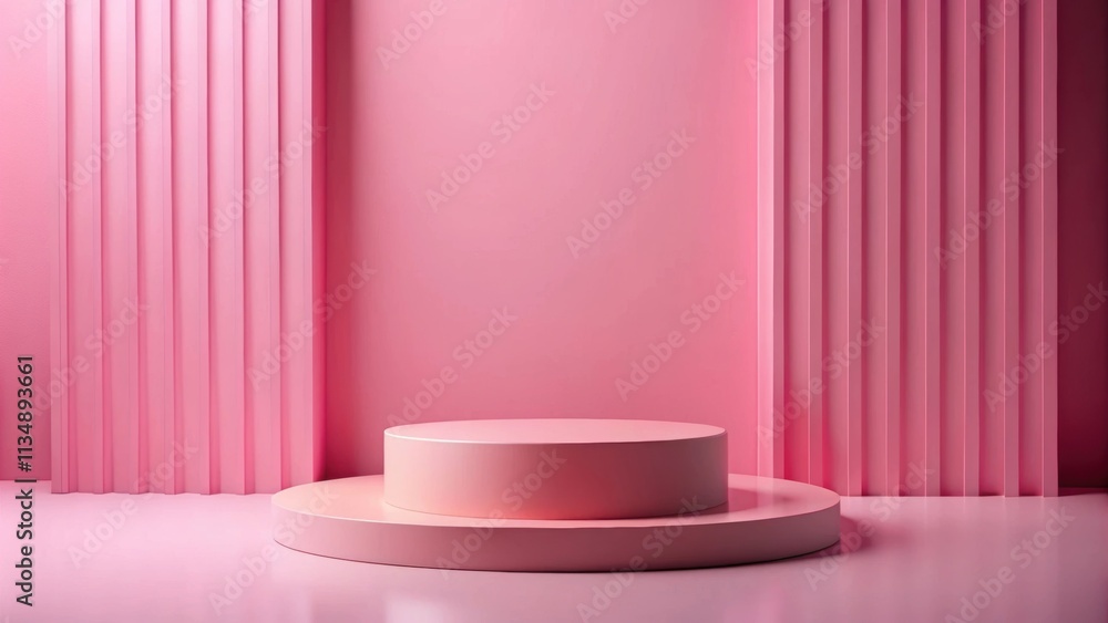 Abstract geometry shape pink podium on pink background for product display , abstract, geometry, shape Abstract geometry shape pink podium on pink background for product display , abstract, geometry, shape