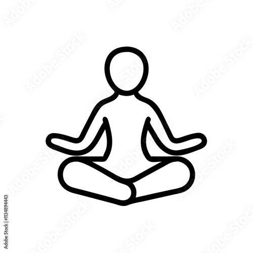 Yoga pose icon, weight loss concept, meditation position, minimalist line art