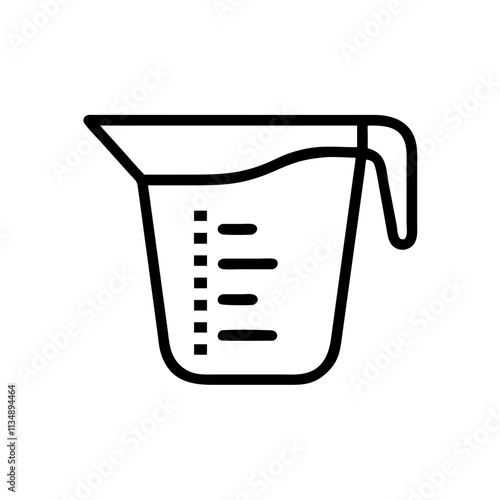 Measuring cup icon, weight loss concept, kitchen tool, minimalist line art