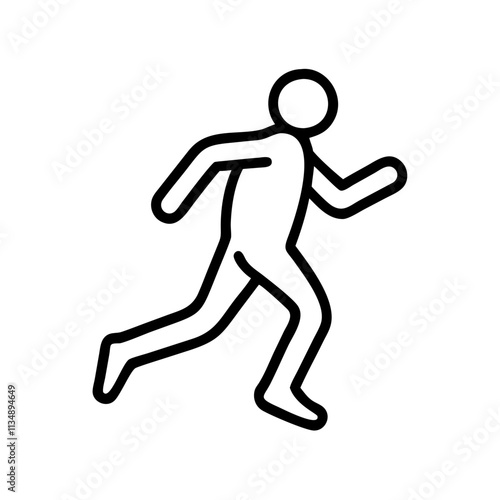 Running person icon outline for fitness and dieting concept