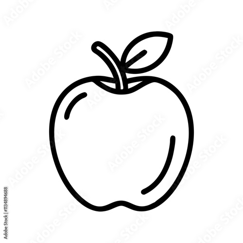 Apple icon outline for healthy eating and dieting concept