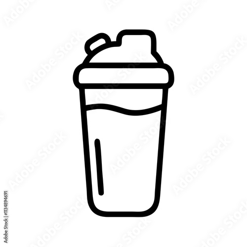 Protein shake icon outline for fitness nutrition and dieting concept 