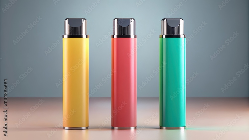 rendering of three disposable vapes in different colors on a background, disposable, vapes, rendering, isolated rendering of three disposable vapes in different colors on a background, disposable, vapes, rendering, isolated