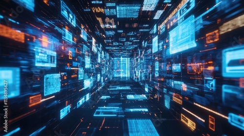 Wallpaper Mural Futuristic digital interface showcasing an online documentation database and document management system in a virtual environment Torontodigital.ca