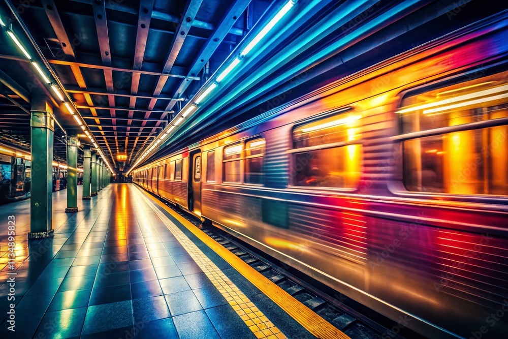 Dynamic Silhouette of a Subway Train Departing a Station with Motion Blur Capturing the Essence of Urban Life and Film Photography Aesthetic in a Cinematic Style Dynamic Silhouette of a Subway Train Departing a Station with Motion Blur Capturing the Essence of Urban Life and Film Photography Aesthetic in a Cinematic Style
