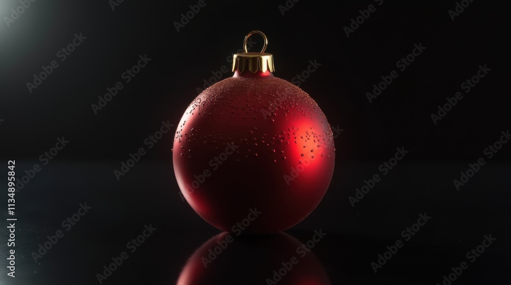 Glossy Red Christmas Bauble with Gold Top and Glitter Glossy Red Christmas Bauble with Gold Top and Glitter