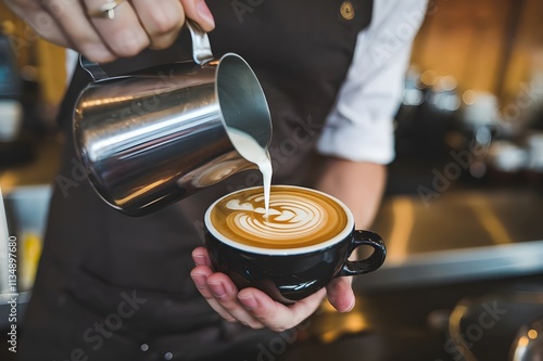 person barista holding a cup of coffee