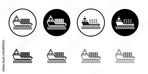 Cargo ship icon Thin line art collection