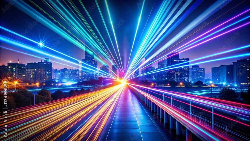 Fototapeta premium Electric Laser Technology Symbolizing Innovation with Long Exposure Effects and Vibrant Colors for Futuristic Concepts in Modern Digital Design