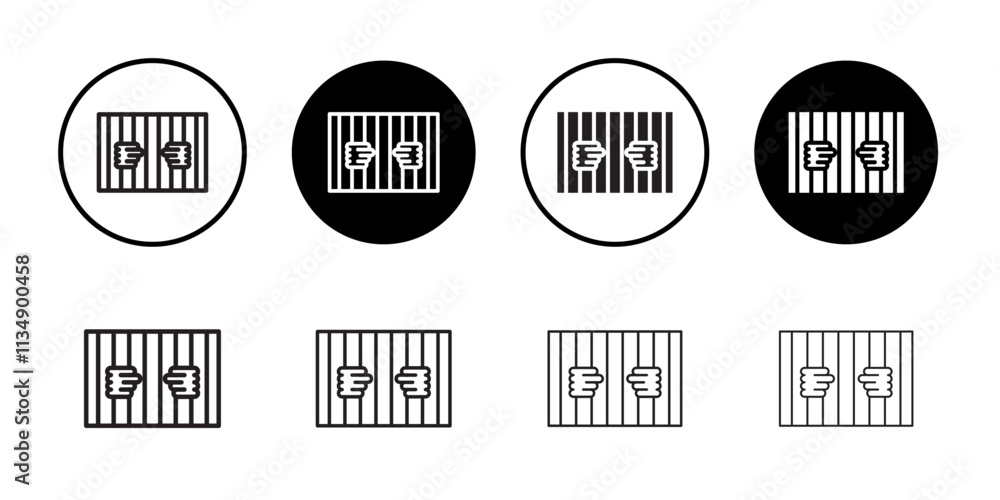 Obraz premium Criminal behind bars icon Thin line art collection