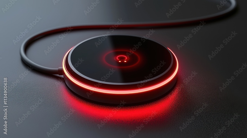Modern Wireless Charger with Stylish Design and Dynamic Red LED Light Effects Modern Wireless Charger with Stylish Design and Dynamic Red LED Light Effects