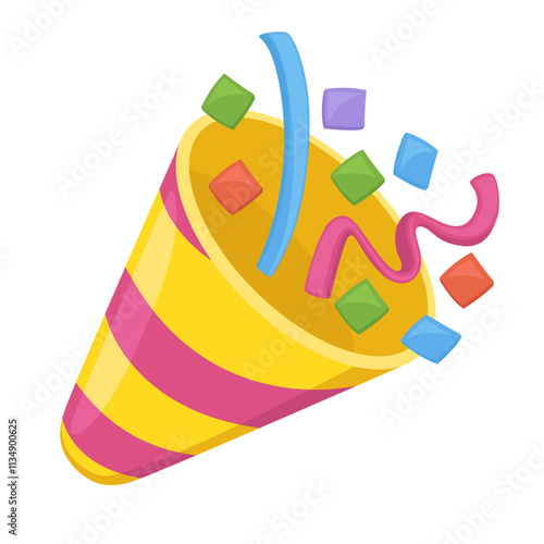 Party Popper Emoji Icon Illustration. Celebration Vector Symbol Emoticon Design Doodle Vector.