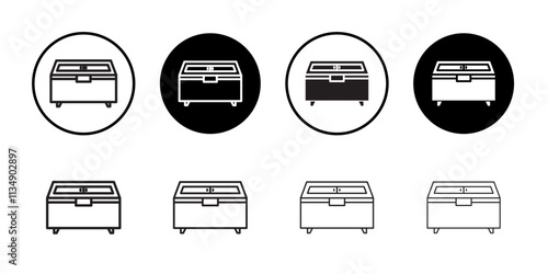Horizontal shop refrigerator icon Thin line art collection