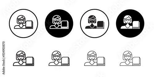 Librarian icon Thin line art collection