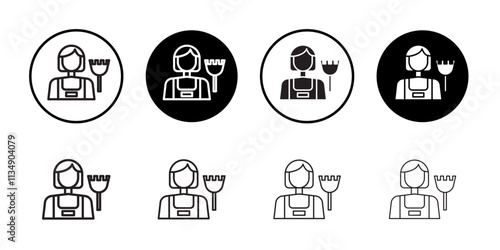 Maid icon Thin line art collection