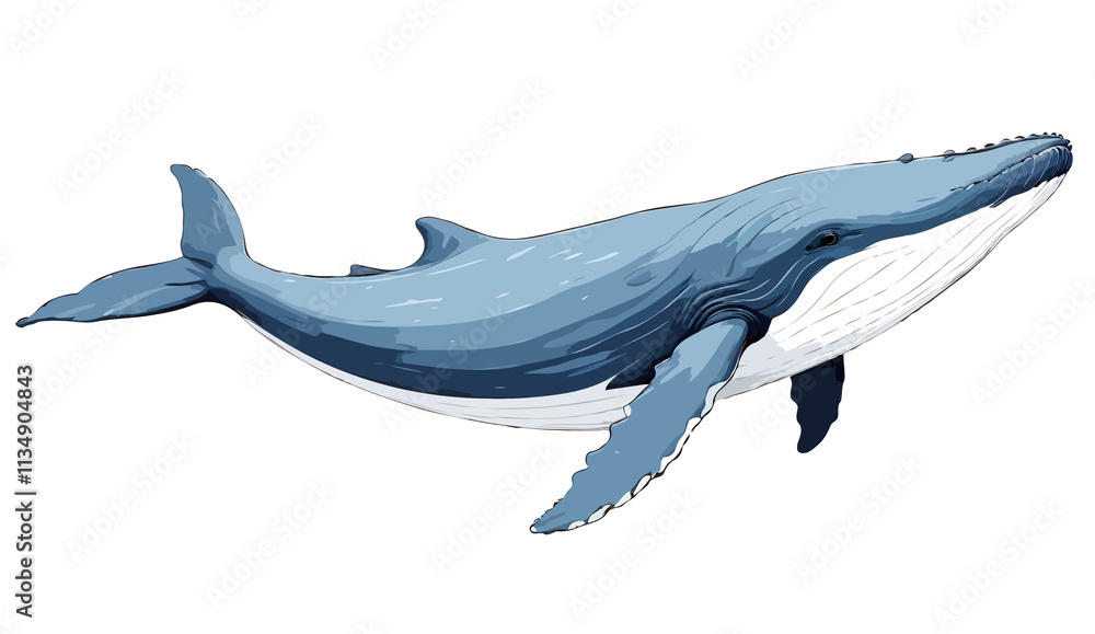 Obraz premium Blue Whale Vector Art Illustration with Black and White Color Palette