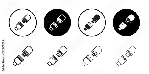 Open seat belt icon Thin line art collection
