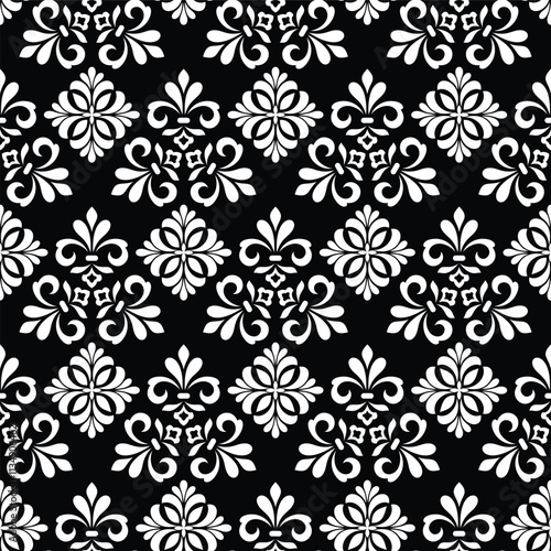 Floral pattern. Wallpaper baroque, damask. Seamless vector background. Black and white ornament Graphic modern pattern.