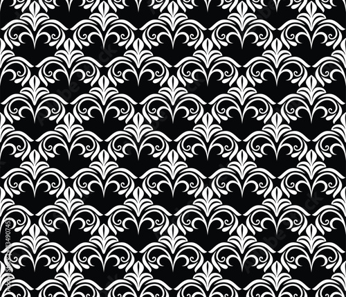 Vector illustration of geometric leaves seamless pattern. Floral organic background.