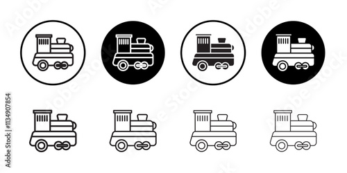 Toy train icon Thin line art collection