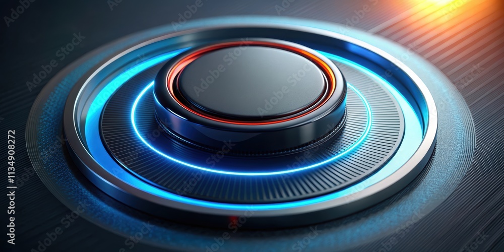 Rotary knob controlling feedback with glowing word in , technology, control, adjustment, communication