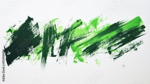 Green oil pastel strokes creating an abstract background for text advertising on white paper photo