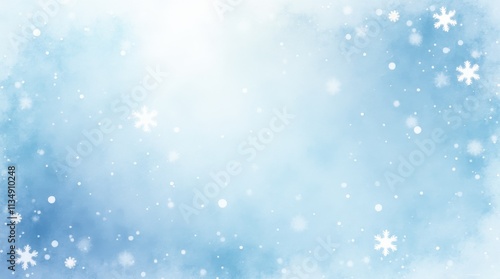 Frozen winter snow banner. Watercolor snowflakes pattern poster. Snowy wallpaper background