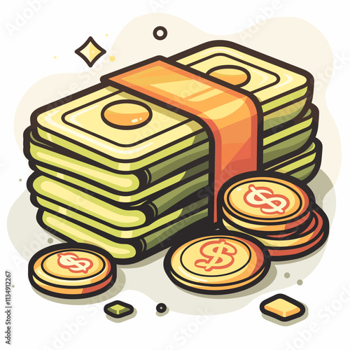 Coins stack flat line icon. Money, finance and banking. Vector illustration