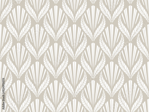Wallpaper in Baroque style, damask. A seamless vector background. Beige and white texture Floral ornament.