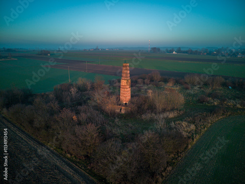 Obraz na płótnie A lonely old chimney in the middle of a field. w salonie